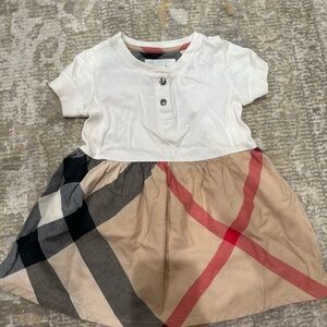 Burberry baby White dress with Red and Tan Accents
